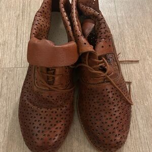Patricia Nash Tan Perforated Leather Booties